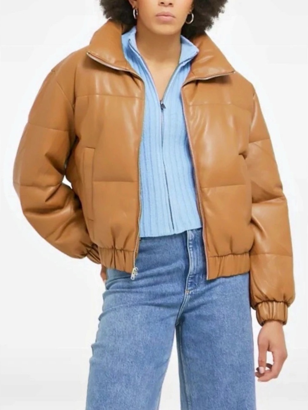 Abercrombie & Fitch The A&F Mini Puffer Vegan Leather Mini Puffer Jacket XL